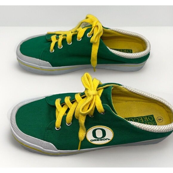 University of Oregon Green & Yellow No-back Sneaks Size Ladies 8 (M6) Go Ducks!! - Picture 2 of 11